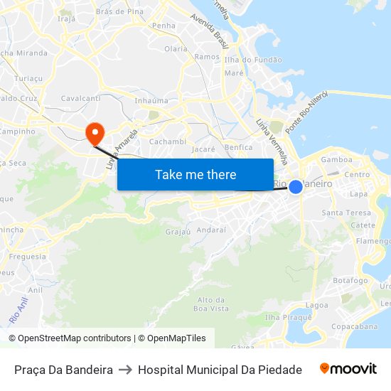 Praça Da Bandeira to Hospital Municipal Da Piedade map