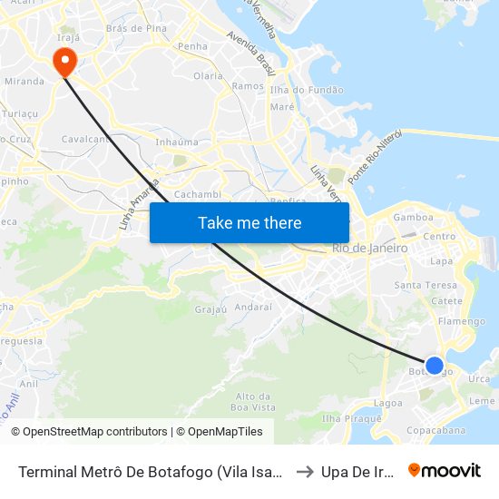 Terminal Metrô De Botafogo (Vila Isabel) to Upa De Irajá map