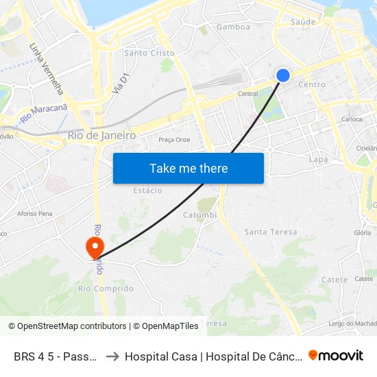 BRS 4 5 - Passos to Hospital Casa | Hospital De Câncer map