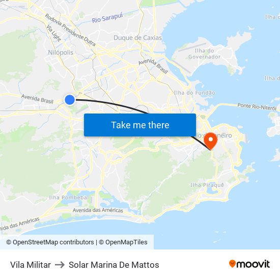 Vila Militar to Solar Marina De Mattos map