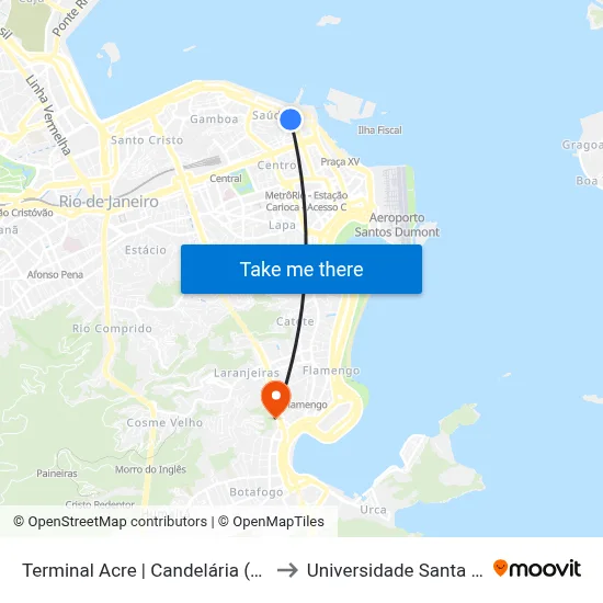 Terminal Acre | Candelária (Reginas) to Universidade Santa Úrsula map