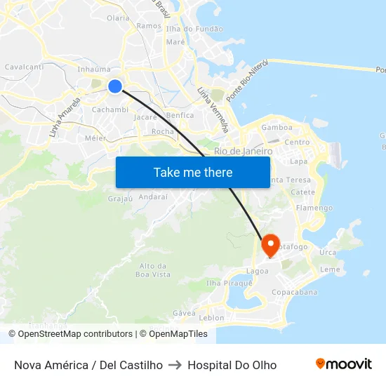 Nova América / Del Castilho to Hospital Do Olho map