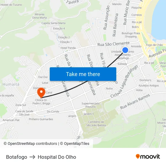 Botafogo to Hospital Do Olho map