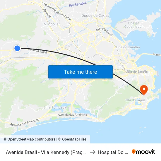 Avenida Brasil - Vila Kennedy (Praça Miami) to Hospital Do Olho map