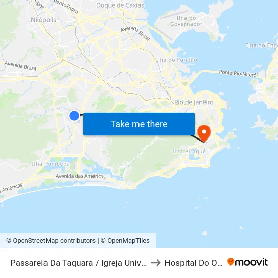 Passarela Da Taquara / Igreja Universal to Hospital Do Olho map