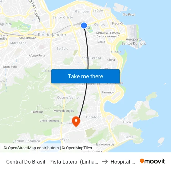Central Do Brasil - Pista Lateral (Linhas Para A Zona Norte) to Hospital Do Olho map