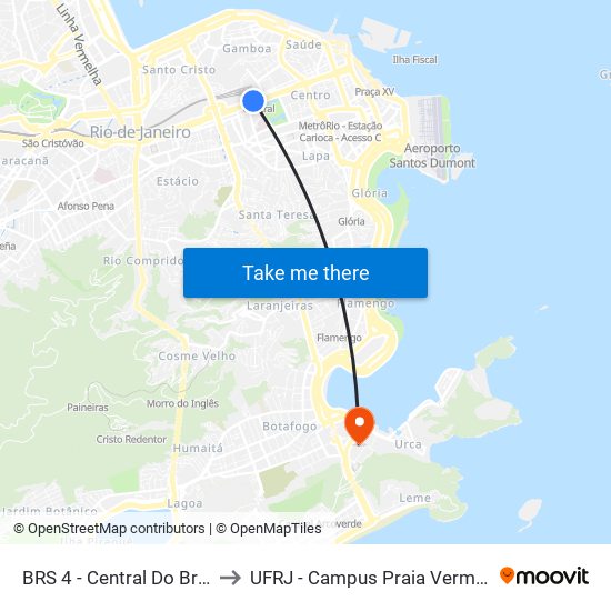 BRS 4 - Central Do Brasil to UFRJ - Campus Praia Vermelha map