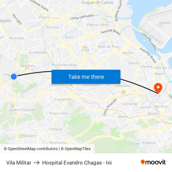 Vila Militar to Hospital Evandro Chagas - Ini map