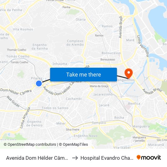 Avenida Dom Hélder Câmara, 6769 to Hospital Evandro Chagas - Ini map