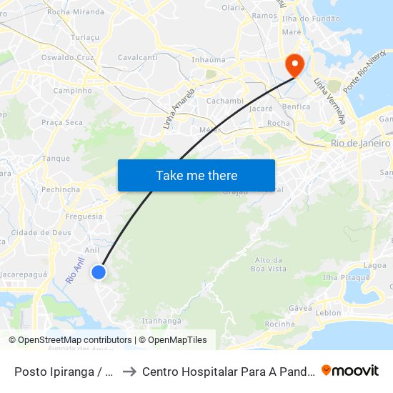 Posto Ipiranga / Jardim Clarice to Centro Hospitalar Para A Pandemia De Covid-19 / Ini map