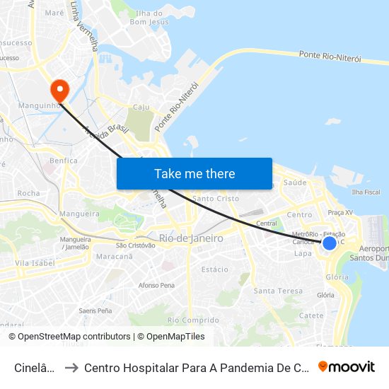Cinelândia to Centro Hospitalar Para A Pandemia De Covid-19 / Ini map