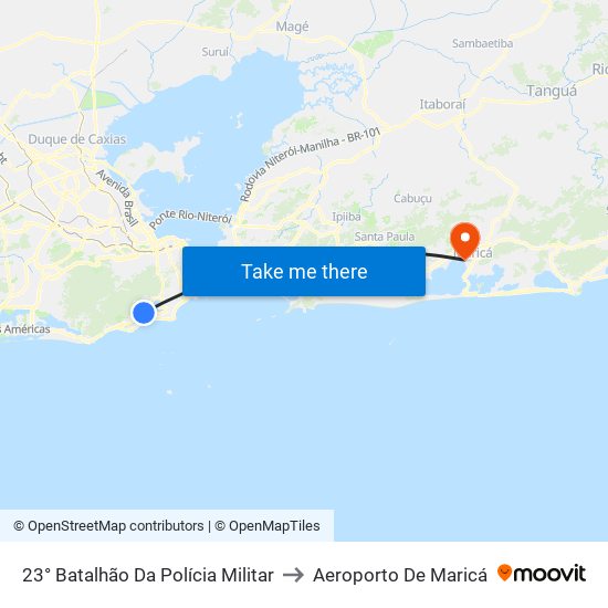 23° Batalhão Da Polícia Militar to Aeroporto De Maricá map