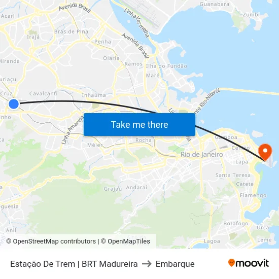 Estação De Trem | BRT Madureira to Embarque map