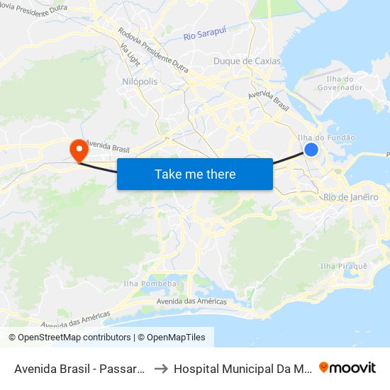 Avenida Brasil - Passarela 07 (Escola Bahia) to Hospital Municipal Da Mulher Mariska Ribeiro map