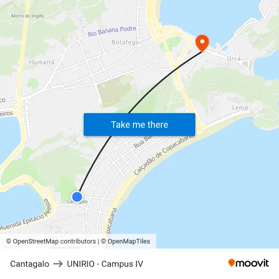 Cantagalo to UNIRIO - Campus IV map