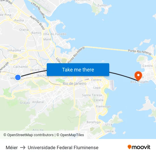 Méier to Universidade Federal Fluminense map