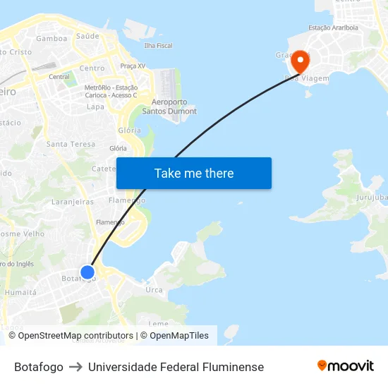 Botafogo to Universidade Federal Fluminense map