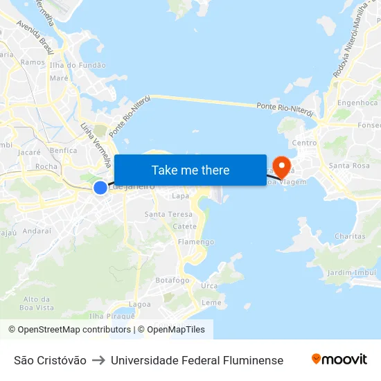 São Cristóvão to Universidade Federal Fluminense map