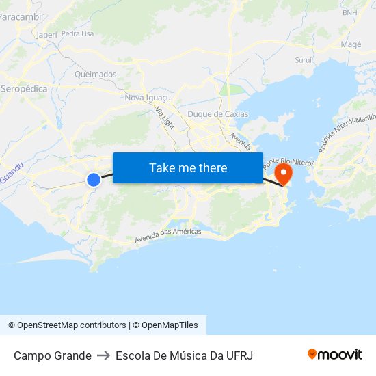 Campo Grande to Escola De Música Da UFRJ map