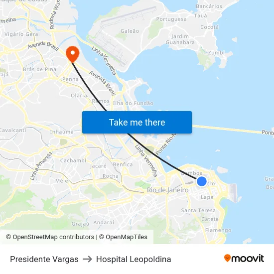 Presidente Vargas to Hospital Leopoldina map