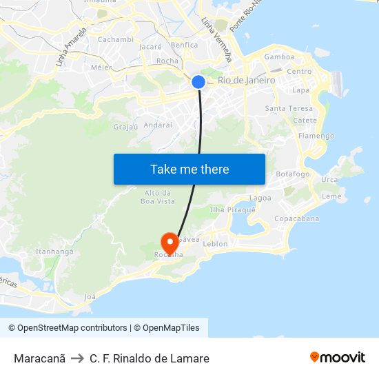 Maracanã to C. F. Rinaldo de Lamare map