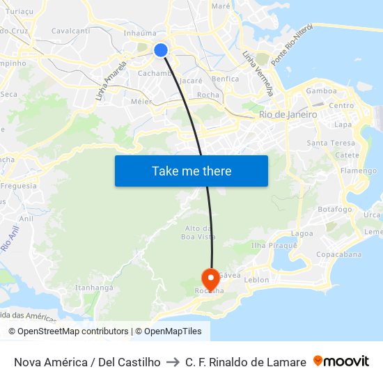 Nova América / Del Castilho to C. F. Rinaldo de Lamare map