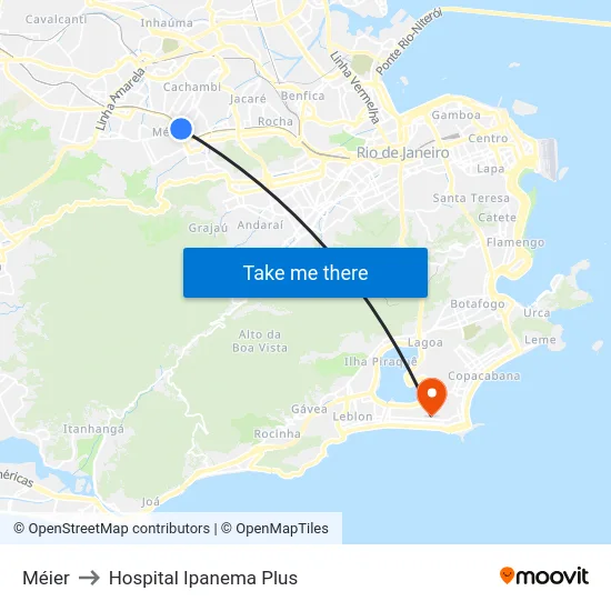 Méier to Hospital Ipanema Plus map