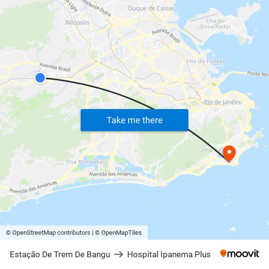 Estação De Trem De Bangu to Hospital Ipanema Plus map