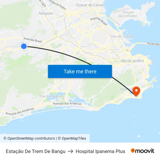 Estação De Trem De Bangu to Hospital Ipanema Plus map