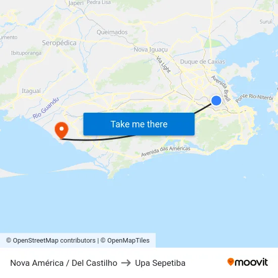 Nova América / Del Castilho to Upa Sepetiba map