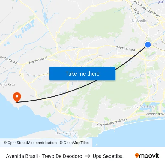 Avenida Brasil - Trevo De Deodoro to Upa Sepetiba map