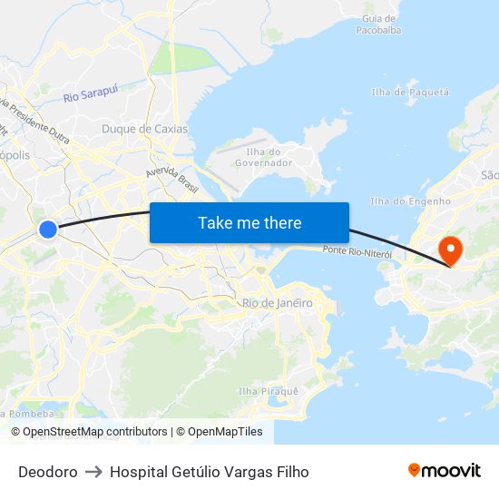 Deodoro to Hospital Getúlio Vargas Filho map