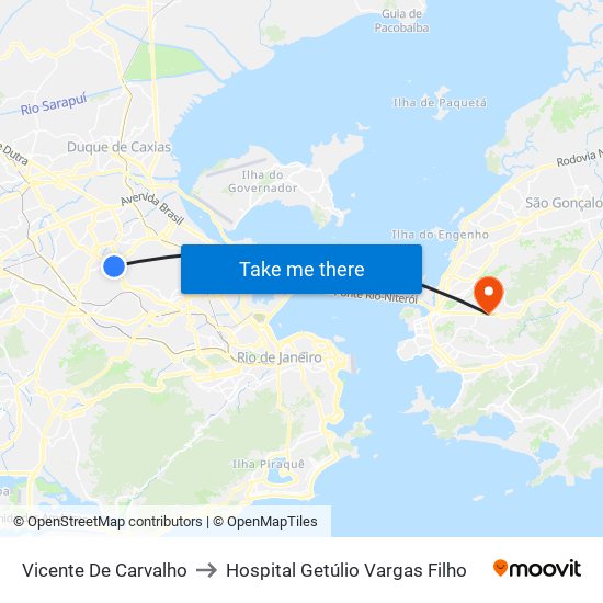 Vicente De Carvalho to Hospital Getúlio Vargas Filho map