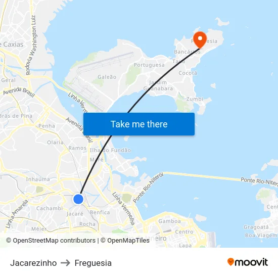 Jacarezinho to Freguesia map