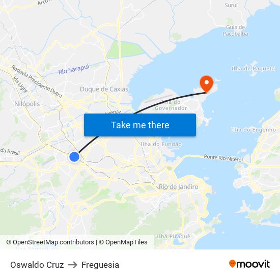 Oswaldo Cruz to Freguesia map