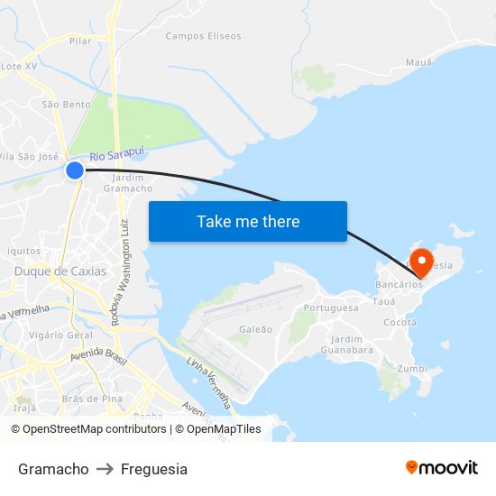 Gramacho to Freguesia map