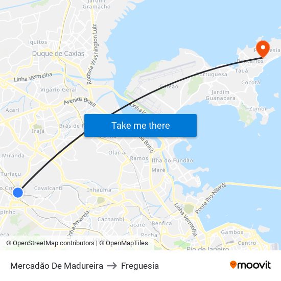 Mercadão De Madureira to Freguesia map