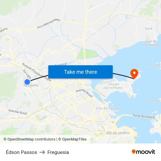 Édson Passos to Freguesia map