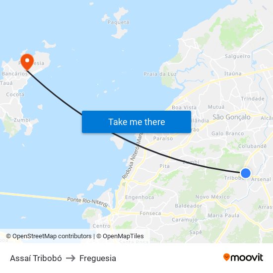 Assaí Tribobó to Freguesia map