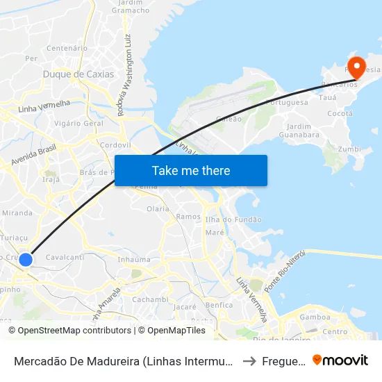 Mercadão De Madureira (Linhas Intermunicipais) to Freguesia map