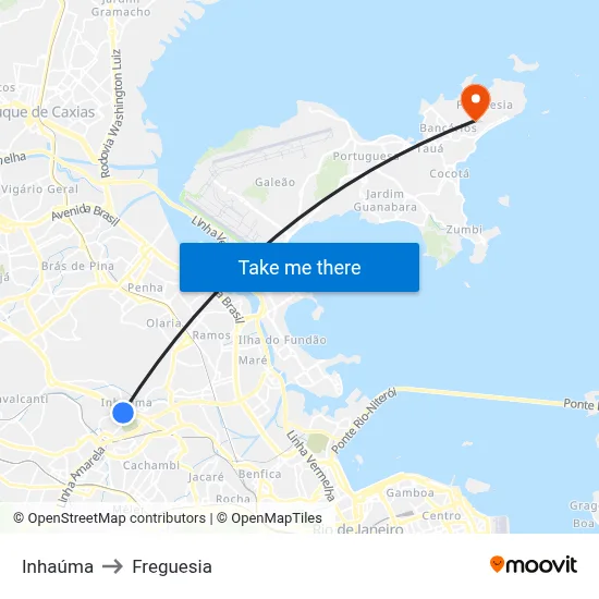Inhaúma to Freguesia map