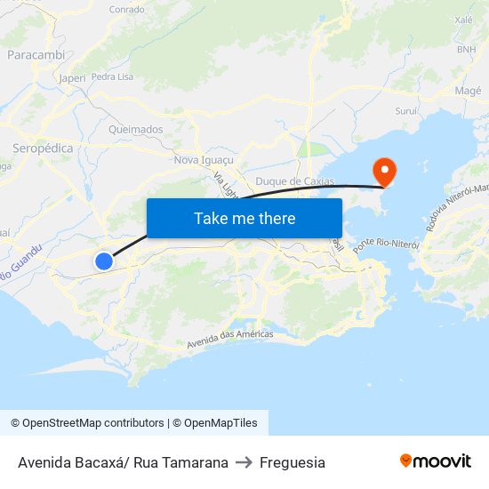 Avenida Bacaxá/ Rua Tamarana to Freguesia map