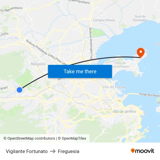 Vigilante Fortunato to Freguesia map