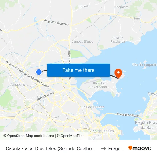 Caçula - Vilar Dos Teles (Sentido Coelho Da Rocha) to Freguesia map