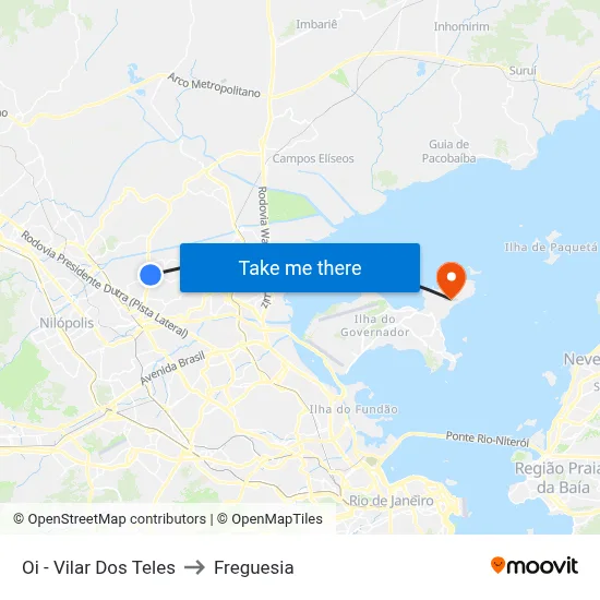 Oi - Vilar Dos Teles to Freguesia map