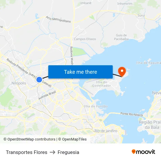 Transportes Flores to Freguesia map