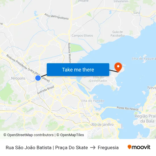 Rua São João Batista | Praça Do Skate to Freguesia map