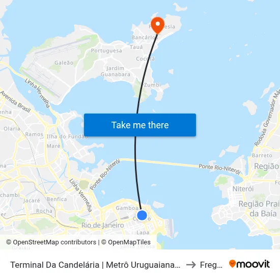 Terminal Da Candelária | Metrô Uruguaiana - Pista Central (Jurema) to Freguesia map