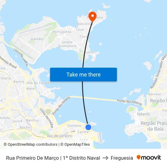 Rua Primeiro De Março | 1º Distrito Naval to Freguesia map