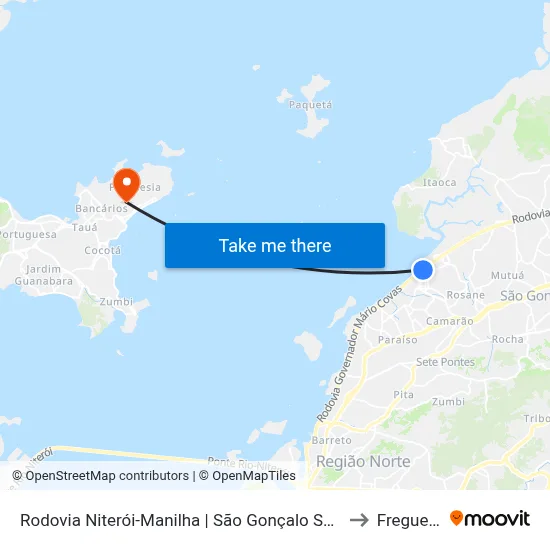 Rodovia Niterói-Manilha | São Gonçalo Shopping to Freguesia map